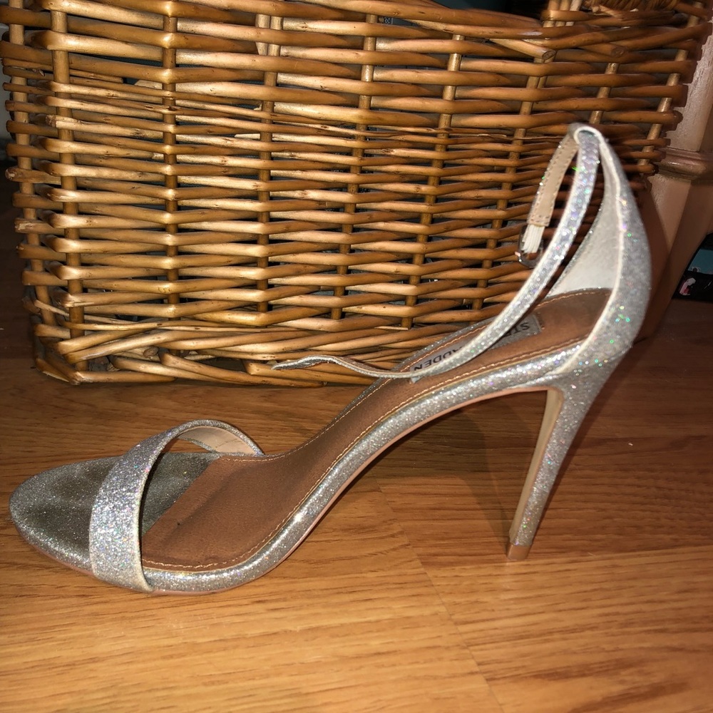 Steve Madden silver glitter heels